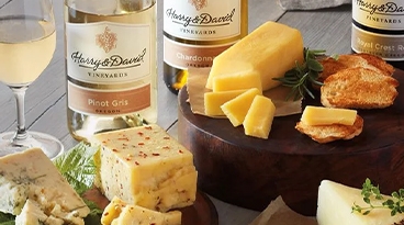 Carefully selected pairings of Harry & David wine and an artisanal cheese arrive each month.